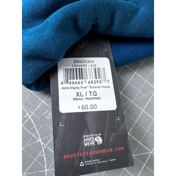 Mountain Hardwear Men’s Mighty Five Pullover Hoody Caspian XL Blue Cotton Blend - Picture 4 of 9